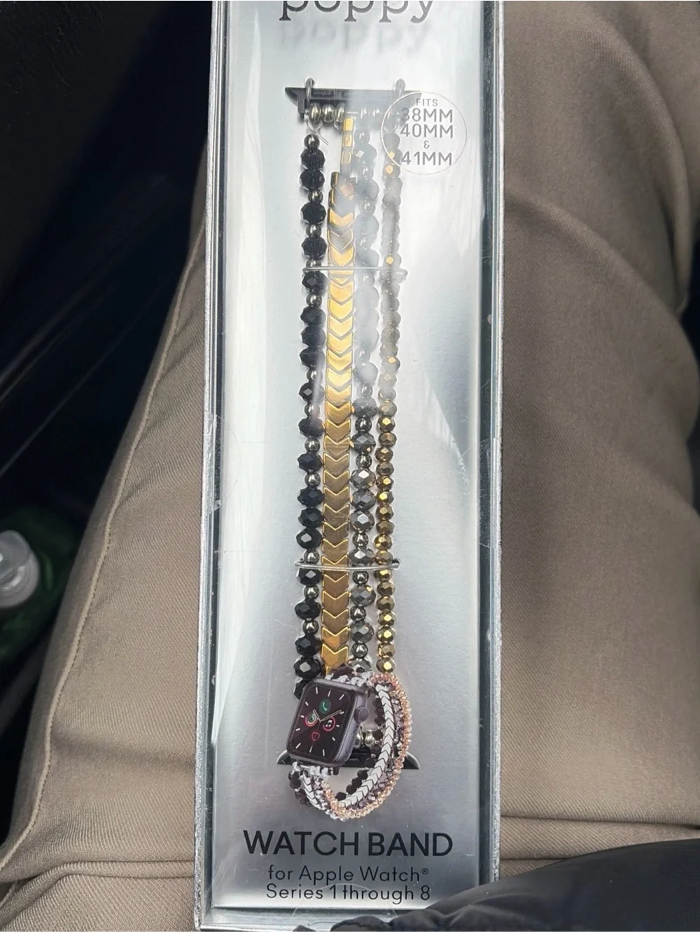Black and Gold Triple-Strand Watch Band for Apple Watch